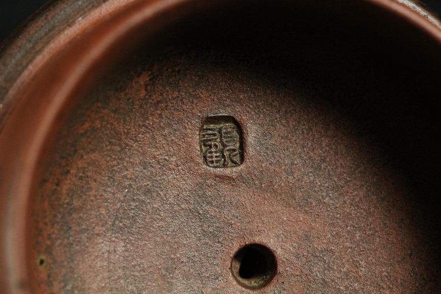 中国美術 朱泥 丸形 枝手 茶器 急須 在銘(K-YC689)