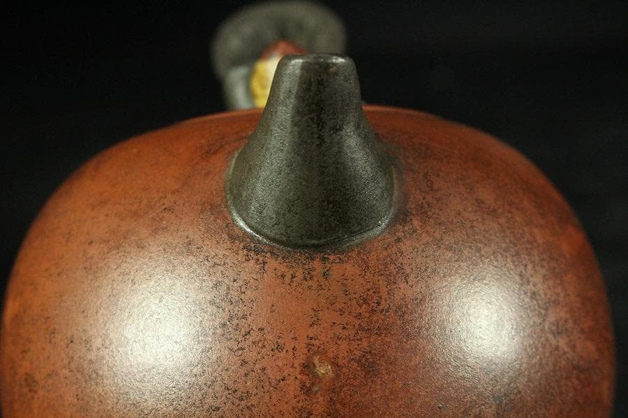 中国美術 朱泥 丸形 枝手 茶器 急須 在銘(K-YC689)