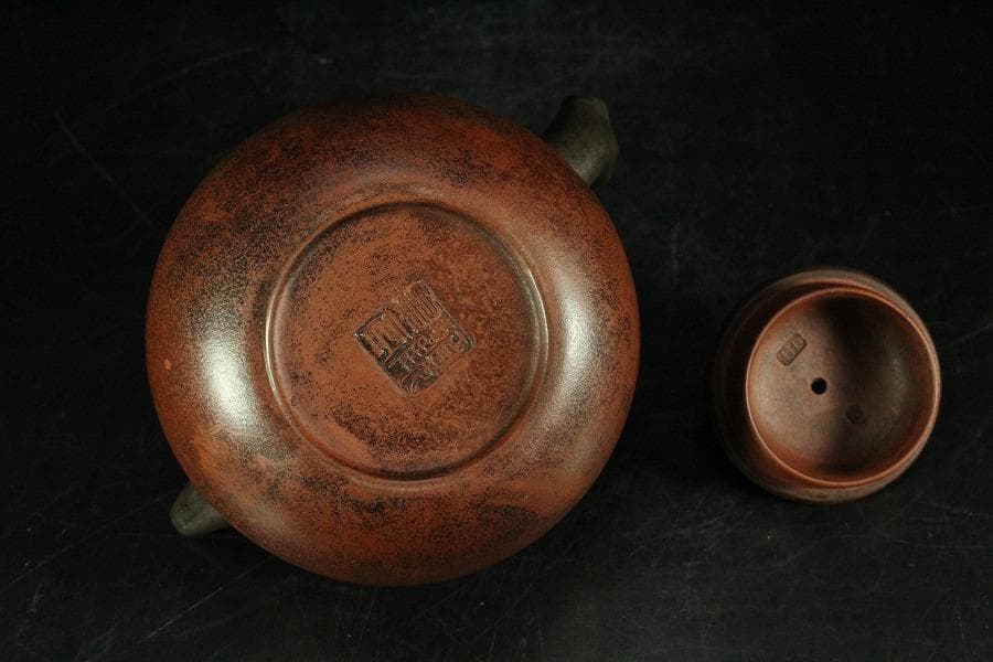 中国美術 朱泥 丸形 枝手 茶器 急須 在銘(K-YC689)