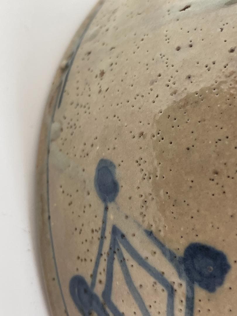 中国 古美術 明末清初 古染付 大鉢 特大 山水図 古玩 景徳鎮 骨董 美品