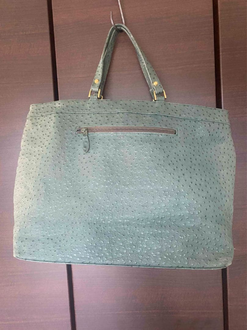 【戸塚刺しゅう】オーストリッチ風　トートバッグ　　グリーン