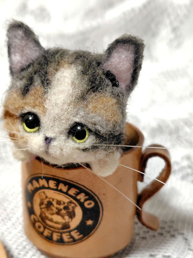 豆猫peco-lin 本革ティーカップ豆猫　三毛猫の子猫❁10日迄の価格❁