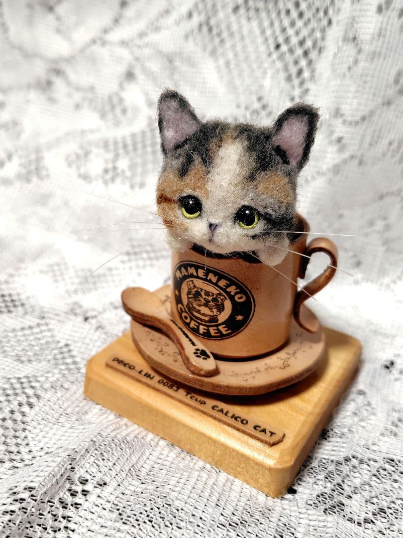 豆猫peco-lin 本革ティーカップ豆猫　三毛猫の子猫❁10日迄の価格❁