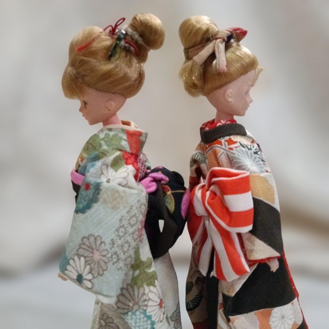 ジェニー・オリーブ 人形 本物の着物姿 オーダーメイド 正絹 和装 スタンド付