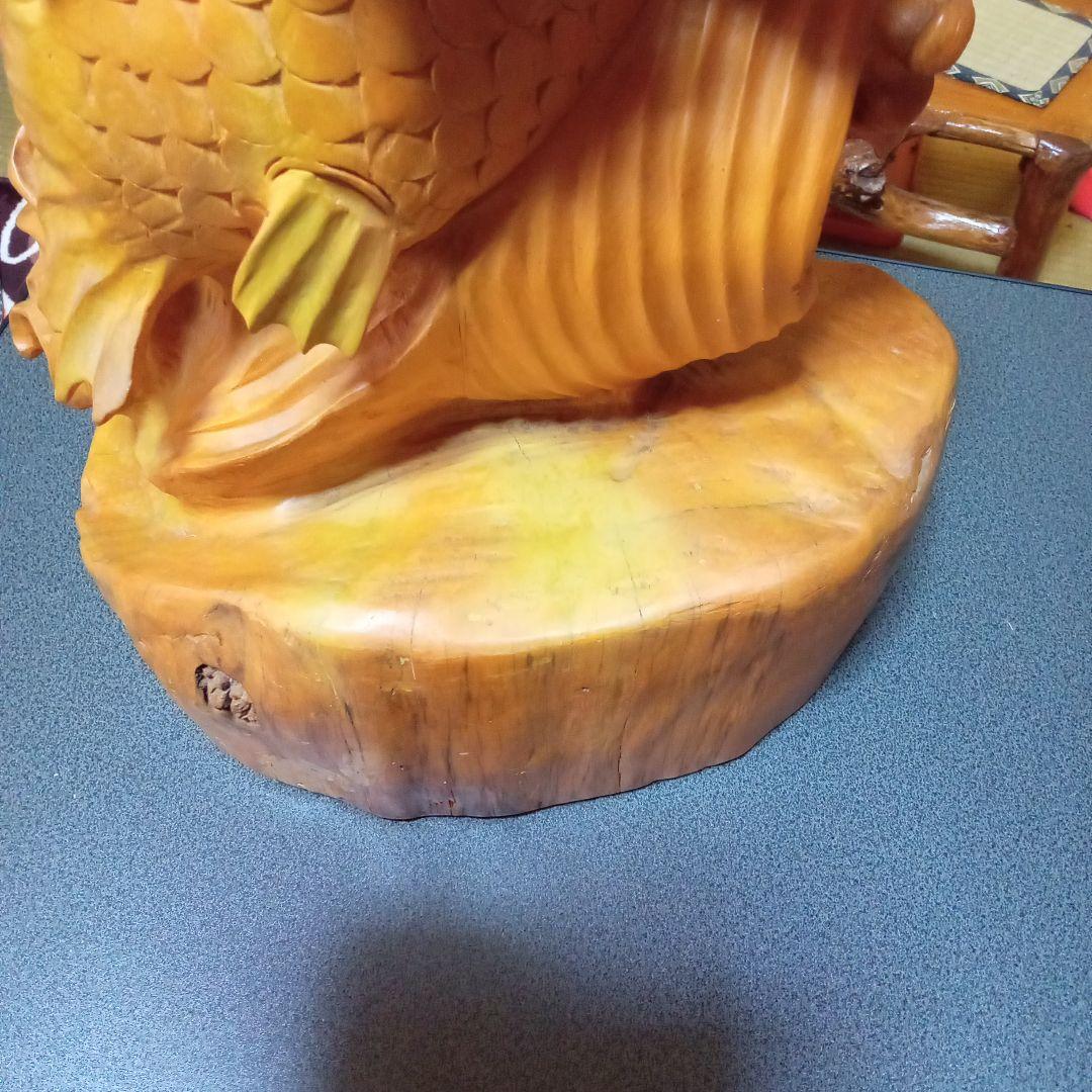 木製 鯉の彫刻 高さ約55cm 重さ6.5kg