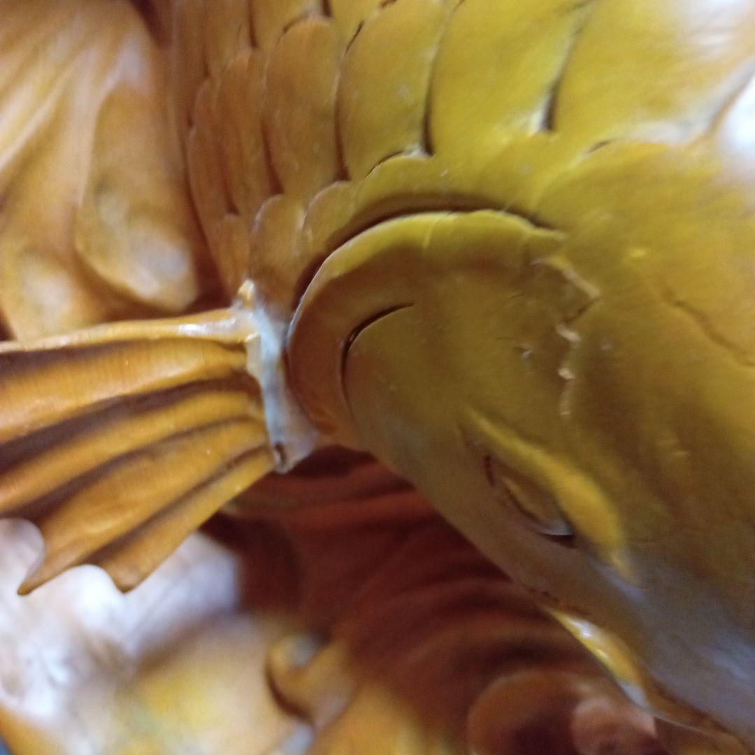 木製 鯉の彫刻 高さ約55cm 重さ6.5kg