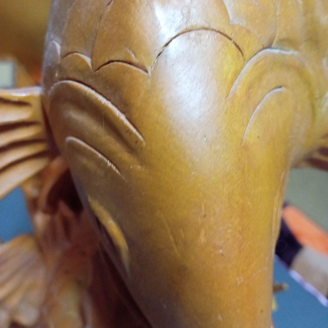 木製 鯉の彫刻 高さ約55cm 重さ6.5kg