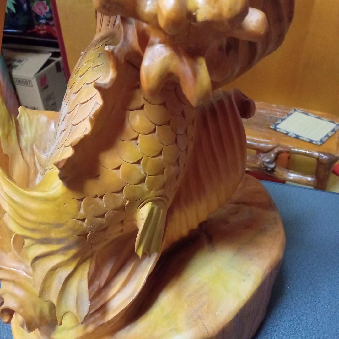木製 鯉の彫刻 高さ約55cm 重さ6.5kg