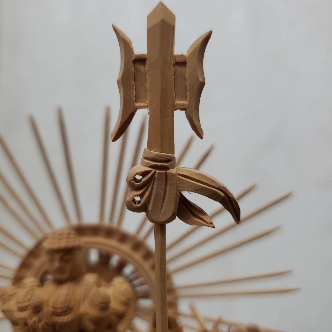 蔵出し特価希少上彫り仏像★柘植材 千手観音菩薩像5寸立★全高 約30cm