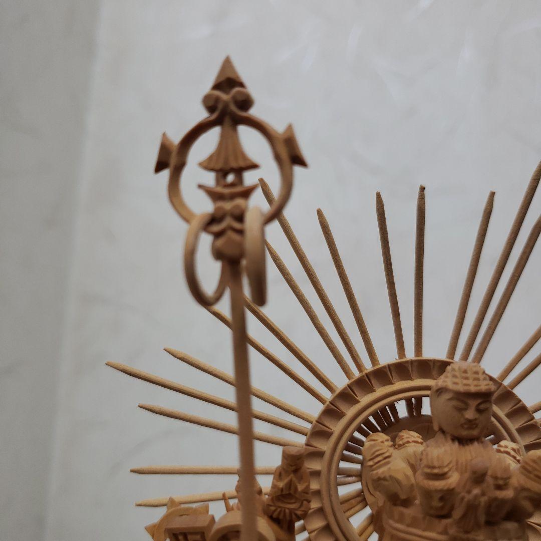 蔵出し特価希少上彫り仏像★柘植材 千手観音菩薩像5寸立★全高 約30cm