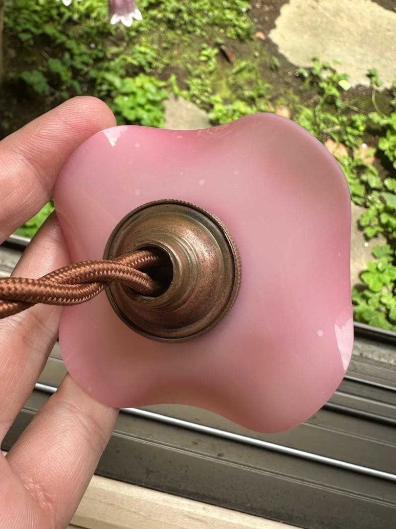 1920年代 フランス アンティーク オパリンローズの可愛らしいアトリエランプ＊