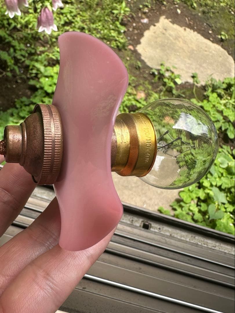 1920年代 フランス アンティーク オパリンローズの可愛らしいアトリエランプ＊