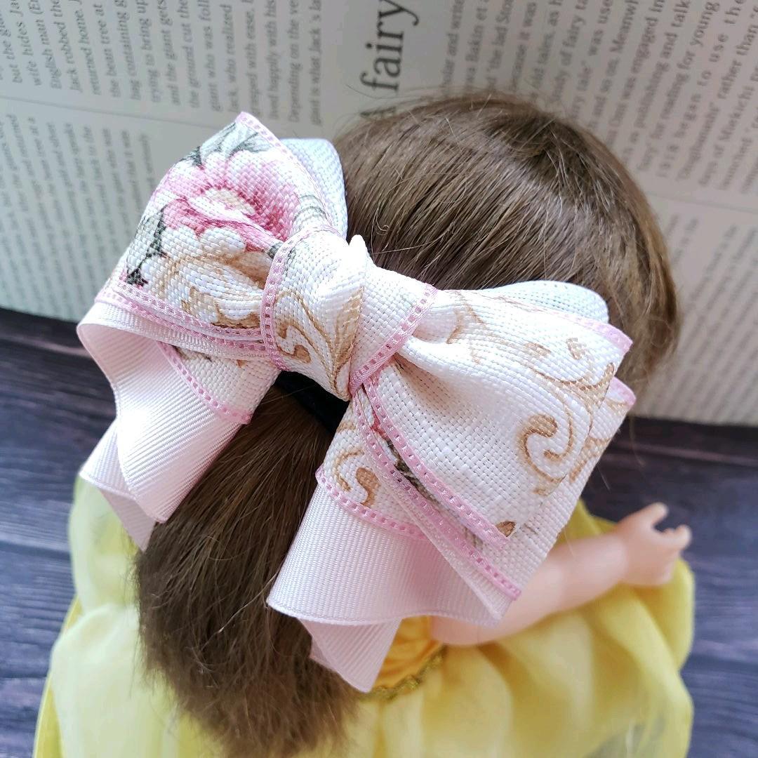 リボン♡カノンリボン～long～♡花柄ピンク♡ハンドメイド