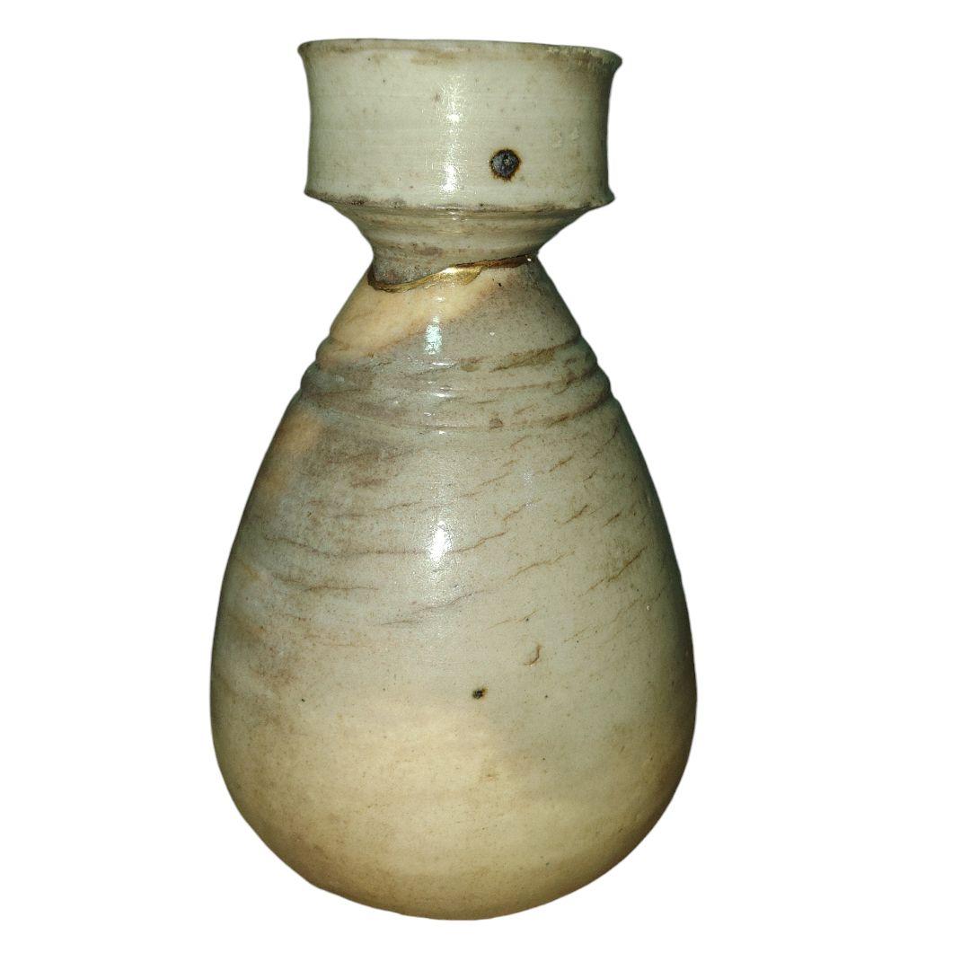 李朝　白磁雨漏り手花瓶　徳利　金継ぎ　骨董品