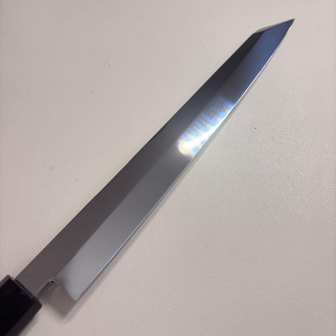 【特価限定】270mm 切付柳刃包丁 鏡面　黒檀八角柄 刺身包丁 「全鋼」'ᘲ