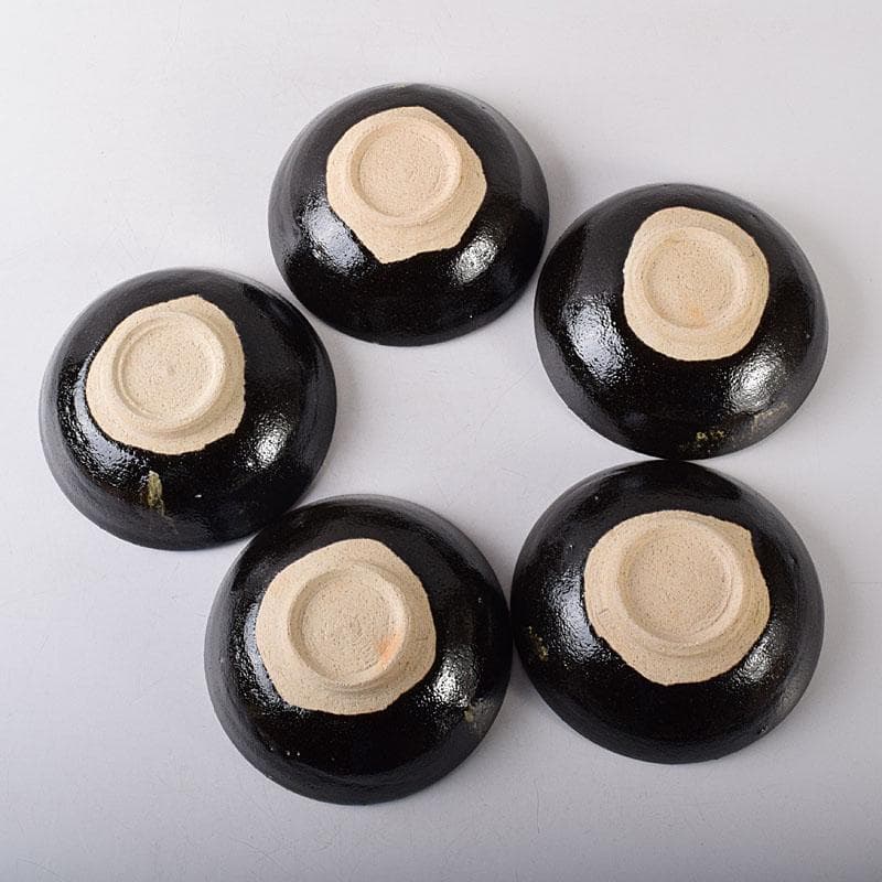 gmgmgm　茶道具　浅野陽作　黒鉢　5客　共箱　V　8005