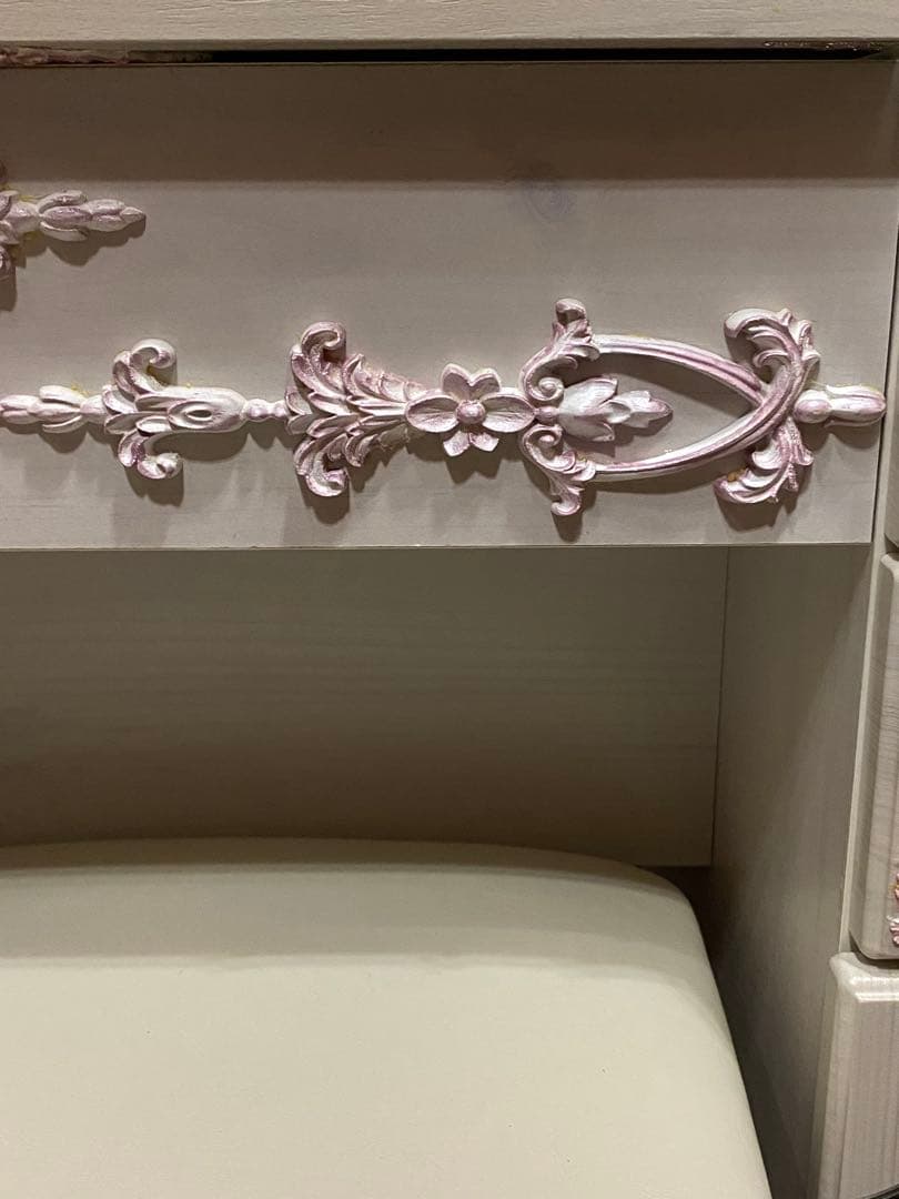 ロココ♦️便利な 収納 ドレッサー♦️ホワイトシャビー♦️ピンクシルバー♦️送料込