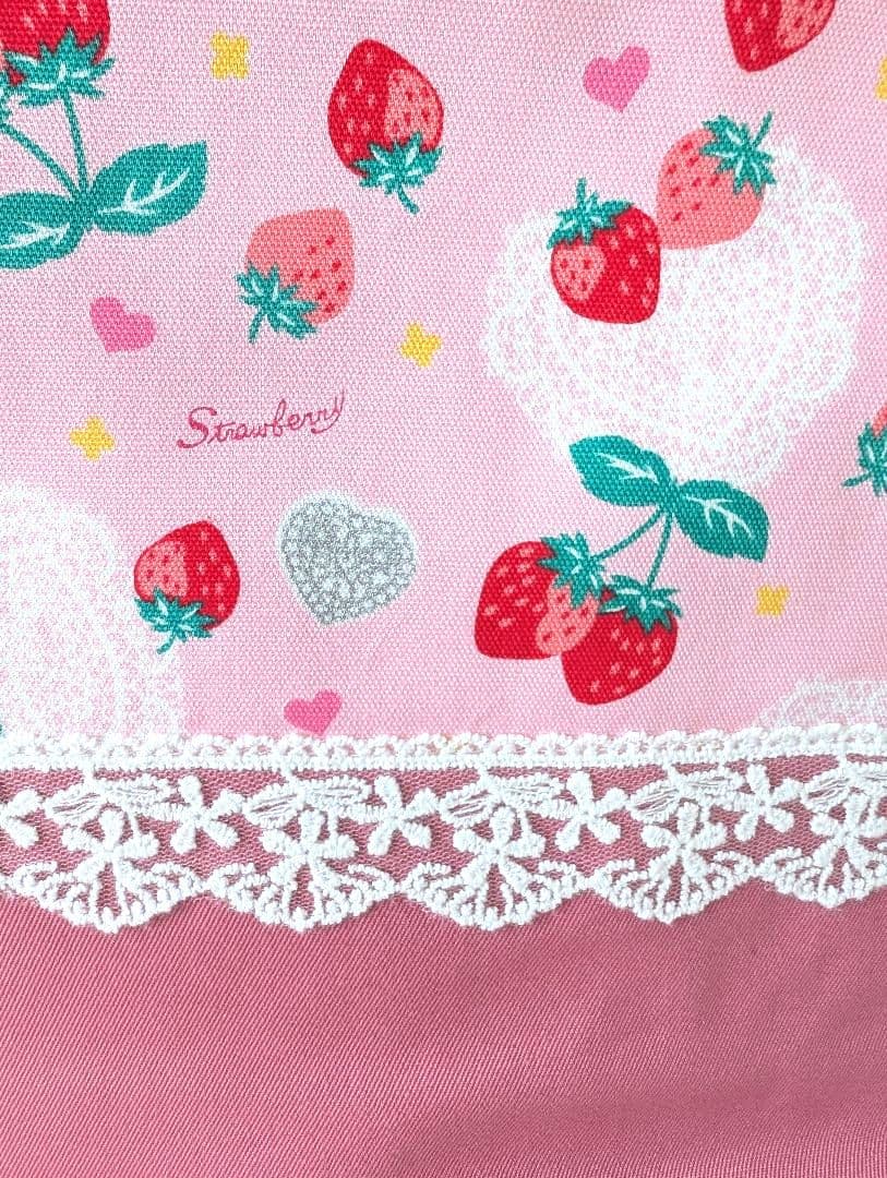 苺柄＆ピンク　入園入学6点セット、女の子レッスンバック☆上履き袋☆体操着袋