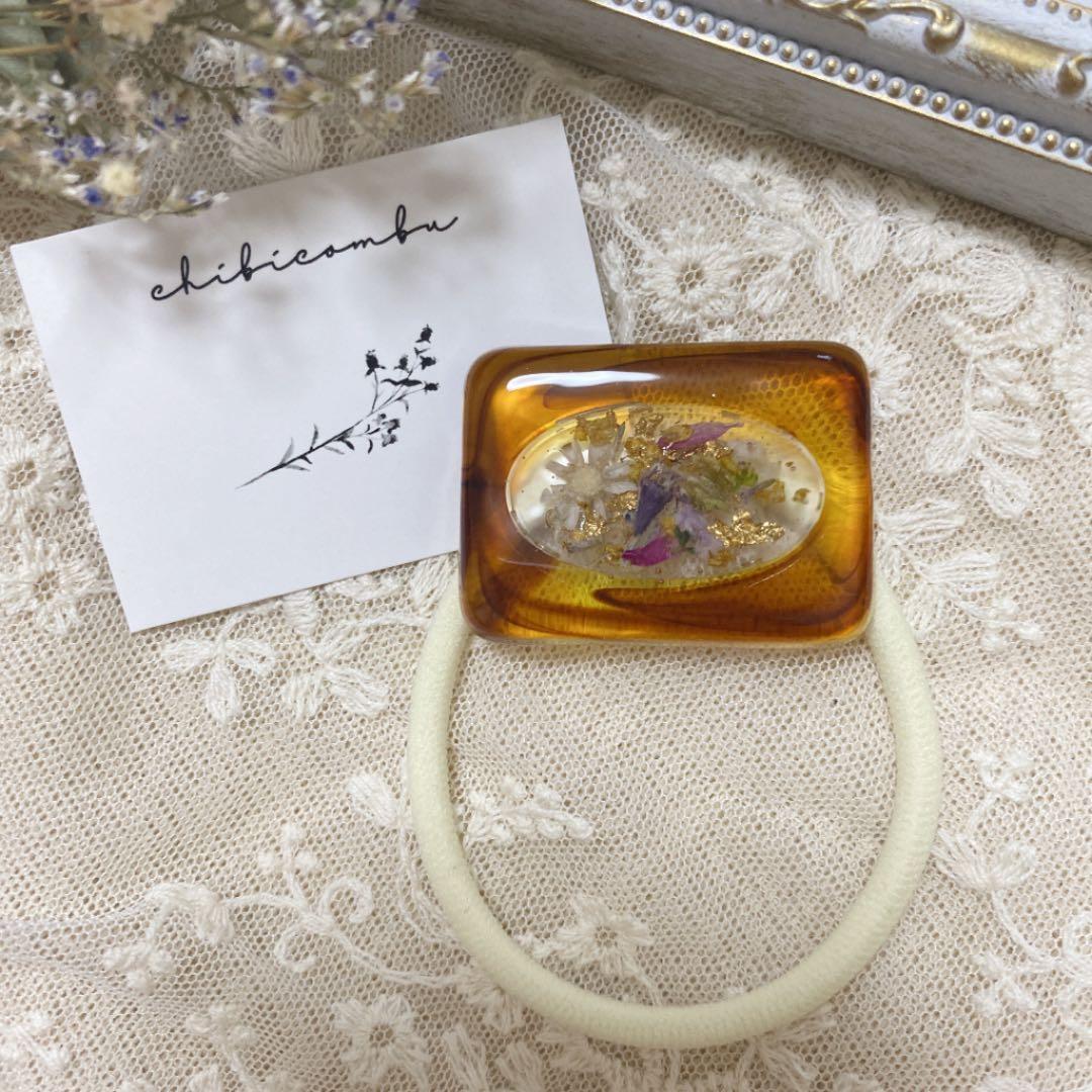 ハンドメイド　レジン　お花　ヘアゴム　ポニーフック　ブローチ　no.181