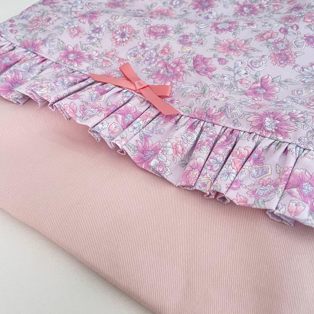 入園・入学　薄紫花柄　レッスンバッグ、上履き入れ、着替え袋、給食袋