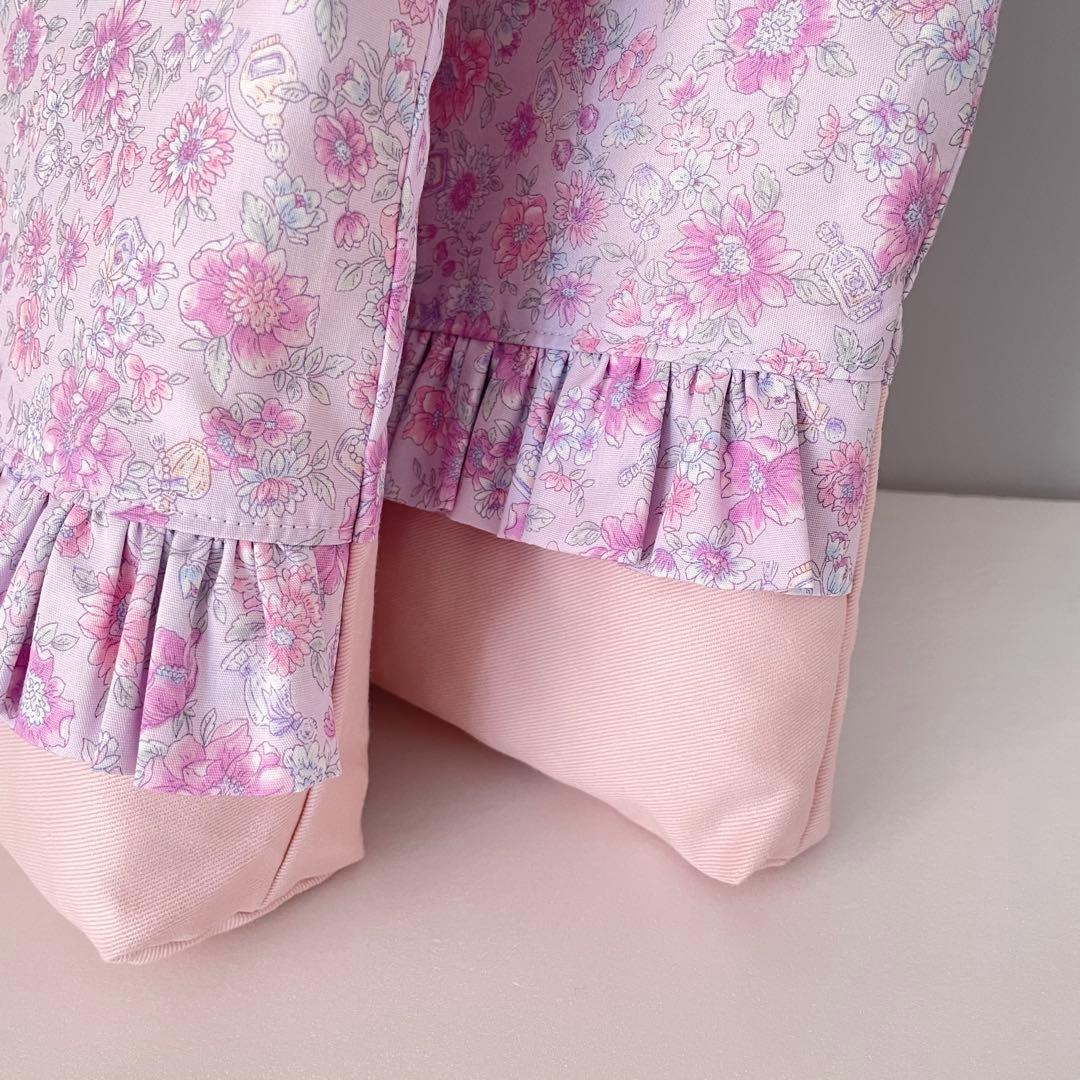 入園・入学　薄紫花柄　レッスンバッグ、上履き入れ、着替え袋、給食袋