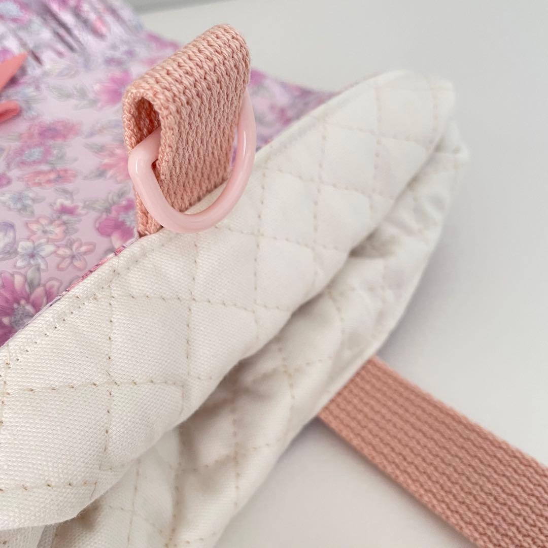 入園・入学　薄紫花柄　レッスンバッグ、上履き入れ、着替え袋、給食袋