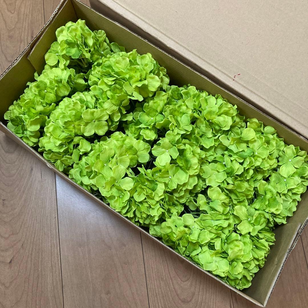 紫陽花　黄緑　造花　花材　12束セット