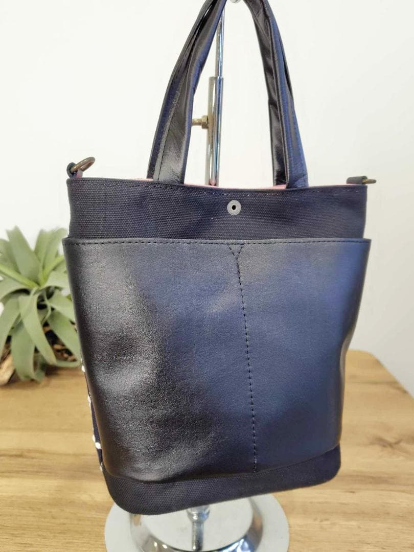 ミナペルホネン/forest tileフォレストタイルグレイ/バケツ型トート