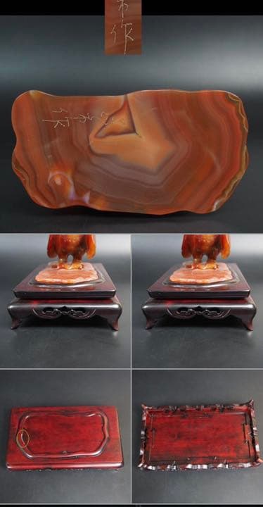 送料無料　名工土橋正市作　極上瑪瑙彫刻鶏置物 共箱・作歴・証明書