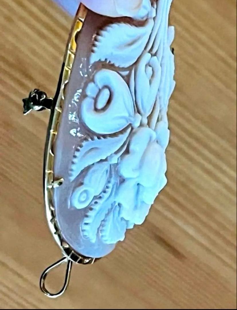 春SALE◆K18金フレーム ローズシェルカメオ アンティーク 薔薇 シリアル有