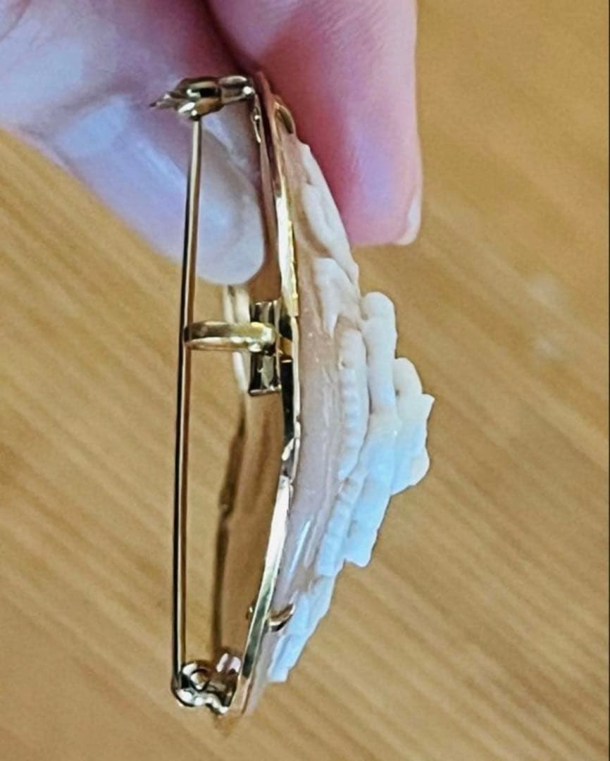 春SALE◆K18金フレーム ローズシェルカメオ アンティーク 薔薇 シリアル有