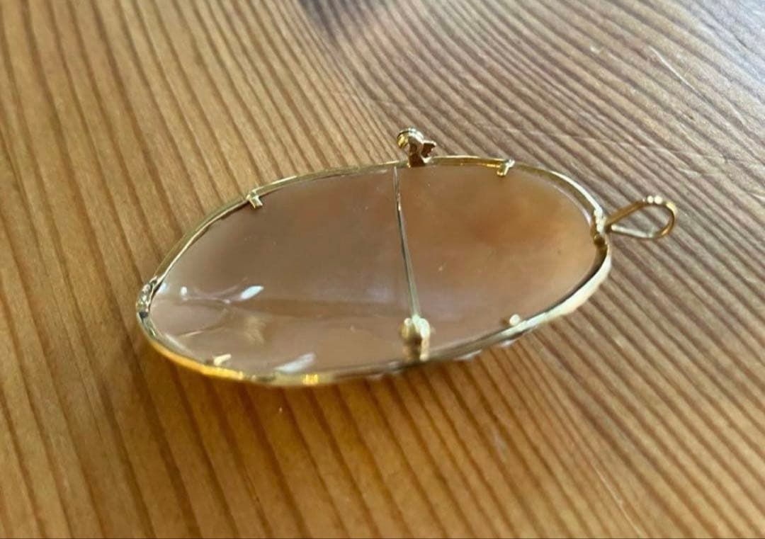 春SALE◆K18金フレーム ローズシェルカメオ アンティーク 薔薇 シリアル有