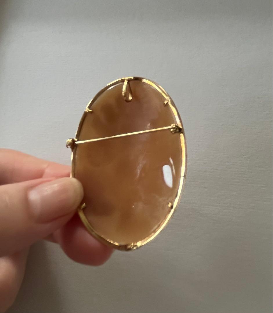 春SALE◆K18金フレーム ローズシェルカメオ アンティーク 薔薇 シリアル有