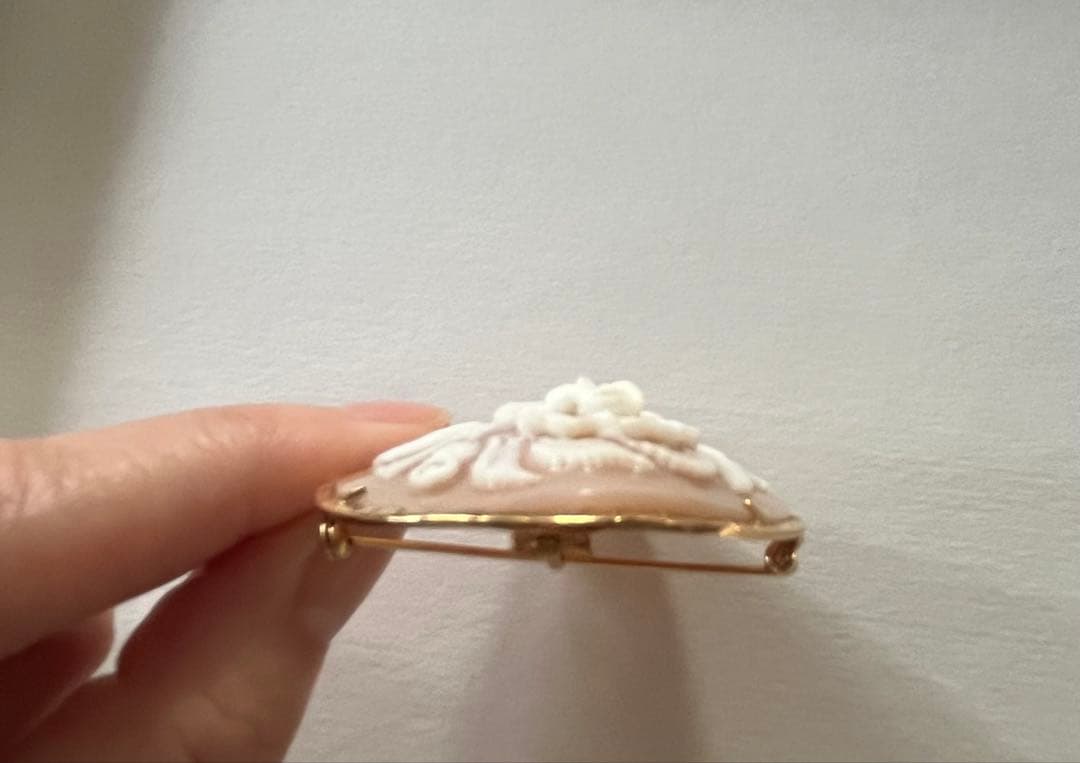 春SALE◆K18金フレーム ローズシェルカメオ アンティーク 薔薇 シリアル有