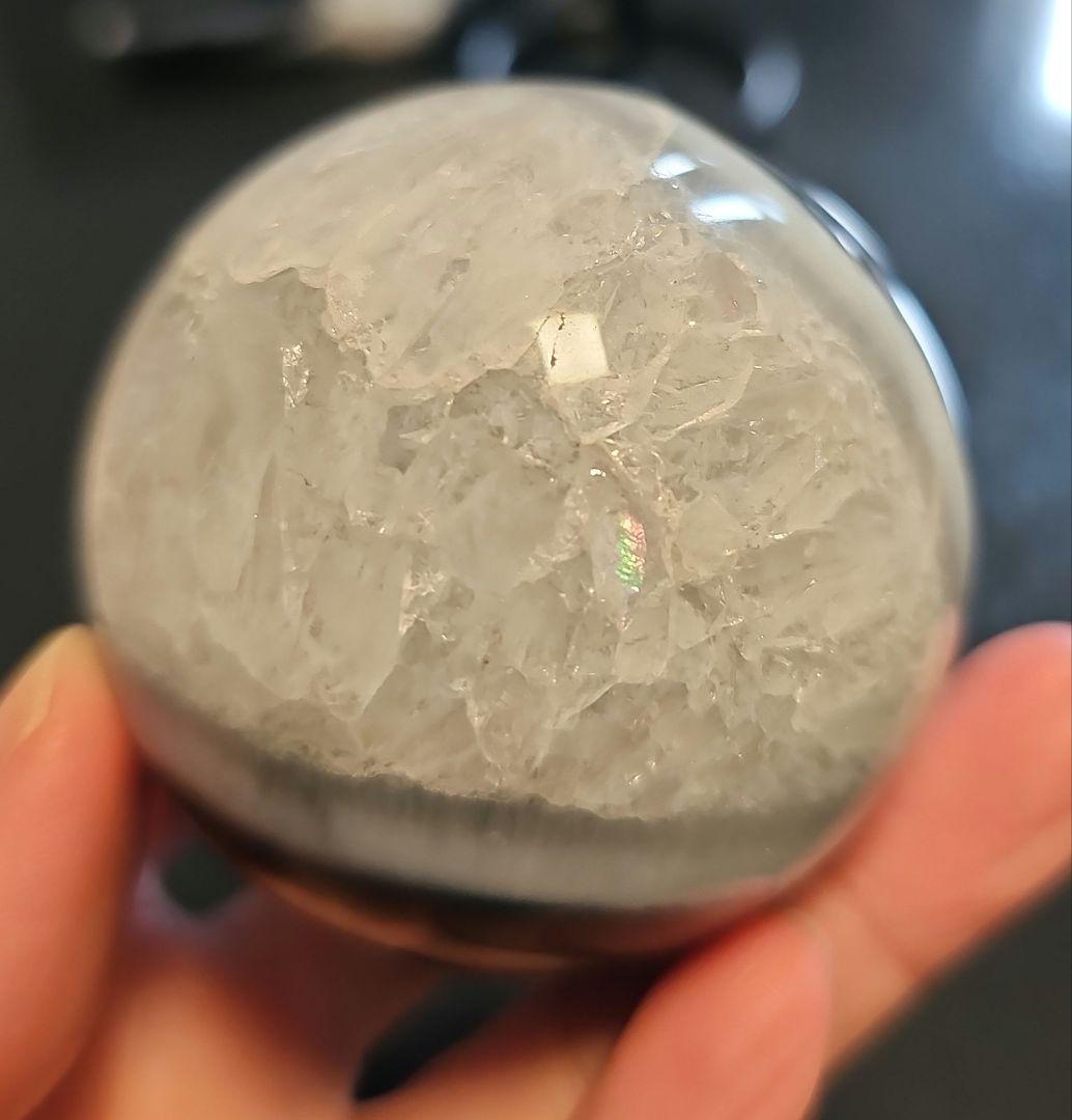 お得セット！水晶共生ブラック瑪瑙★虹多数３点セット六角柱 スフィア.オマケ有！！