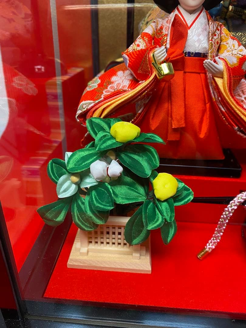 東京久月　雛人形親王五人飾りガラスケース入・間口約５４×奥行約３３×高さ約４３㎝