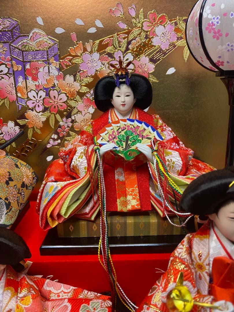 東京久月　雛人形親王五人飾りガラスケース入・間口約５４×奥行約３３×高さ約４３㎝