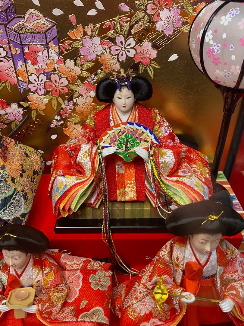 東京久月　雛人形親王五人飾りガラスケース入・間口約５４×奥行約３３×高さ約４３㎝
