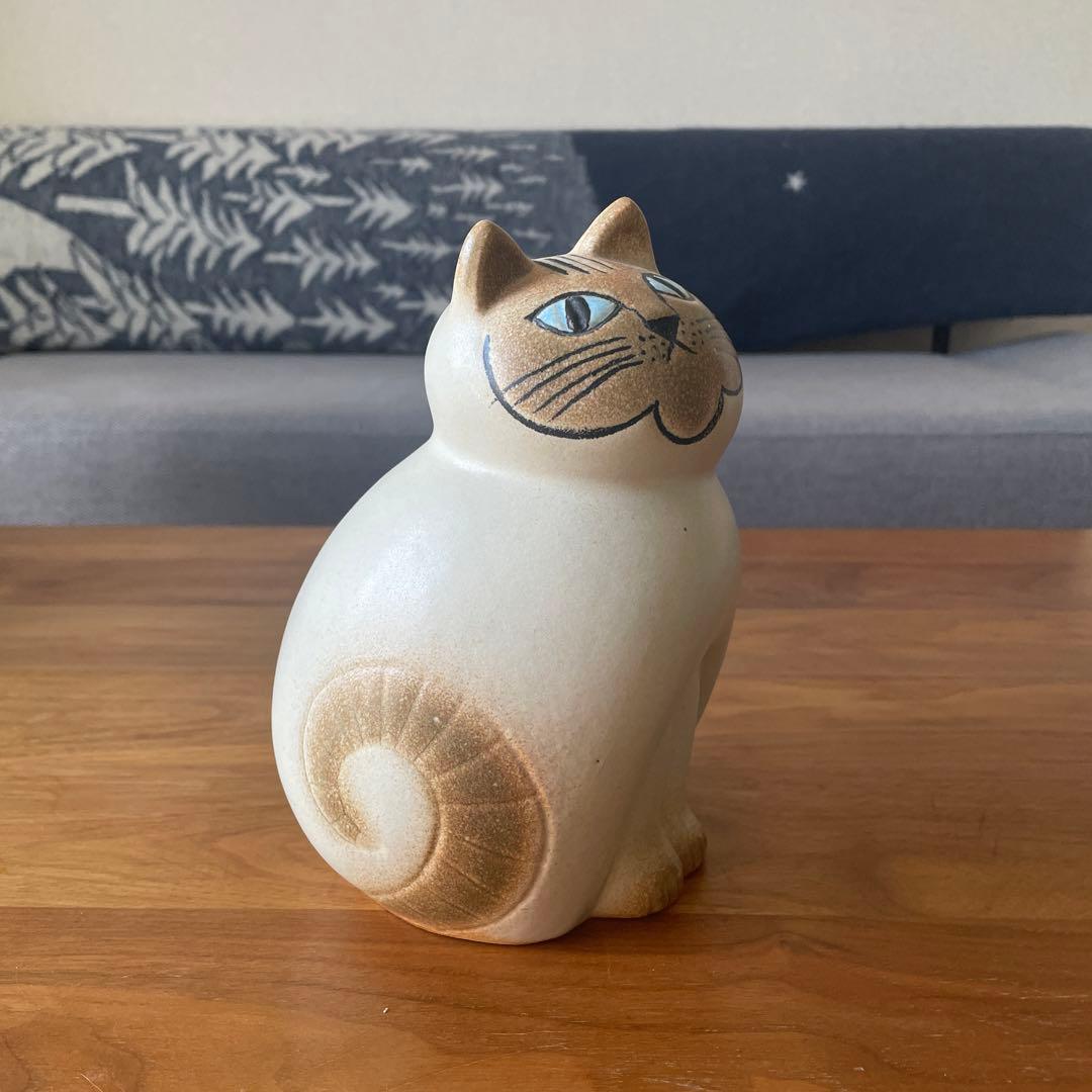 リサラーソン 置物　ミア　ホワイトグレー　猫キャット