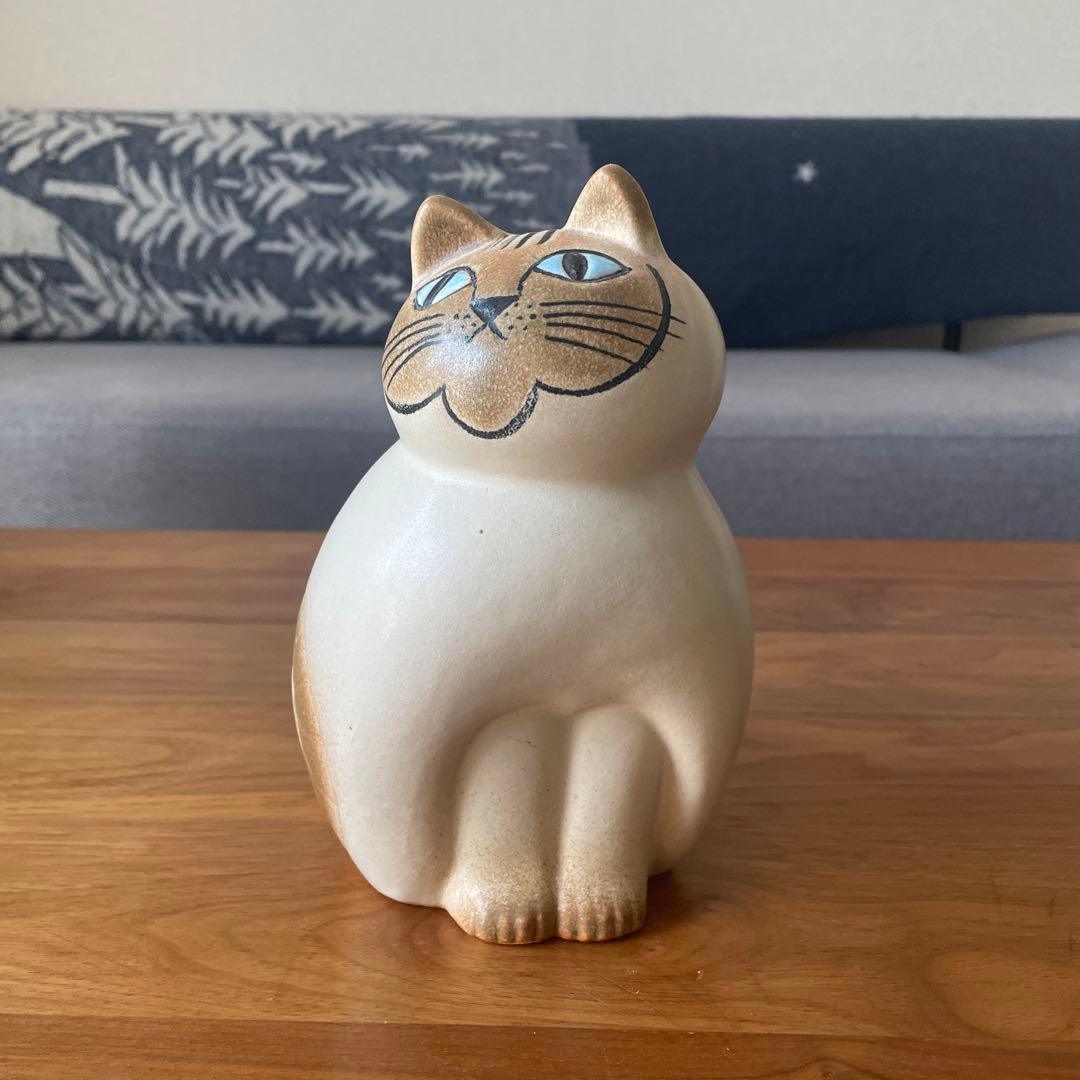 リサラーソン 置物　ミア　ホワイトグレー　猫キャット