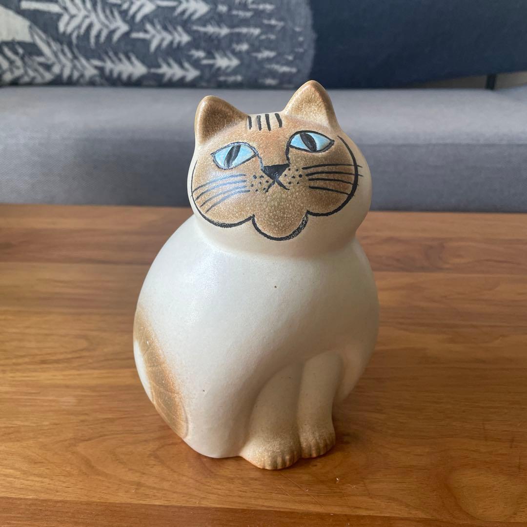 リサラーソン 置物　ミア　ホワイトグレー　猫キャット