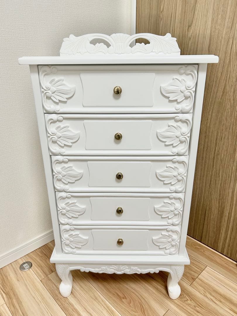 ロココ調 ビオレッタ 猫脚 チェスト アンティーク 姫系 高級 フレンチ 白系