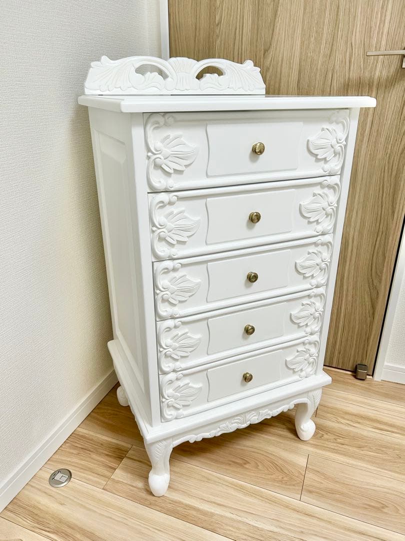 ロココ調 ビオレッタ 猫脚 チェスト アンティーク 姫系 高級 フレンチ 白系