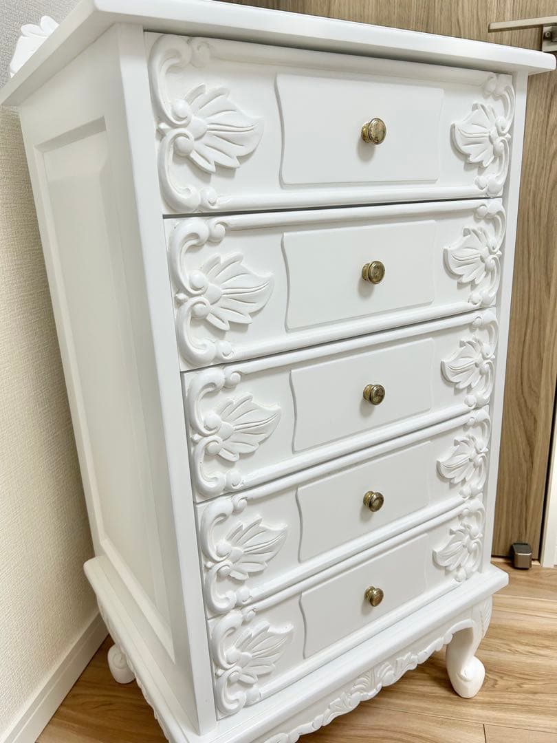 ロココ調 ビオレッタ 猫脚 チェスト アンティーク 姫系 高級 フレンチ 白系