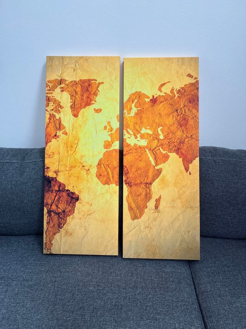 お部屋の模様替えに素敵　世界地図 インテリア　アートパネル 4パネルセット