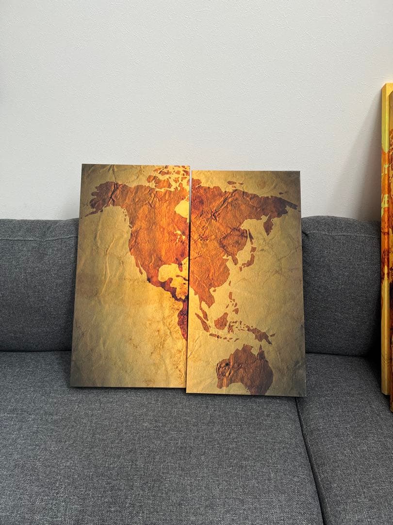 お部屋の模様替えに素敵　世界地図 インテリア　アートパネル 4パネルセット