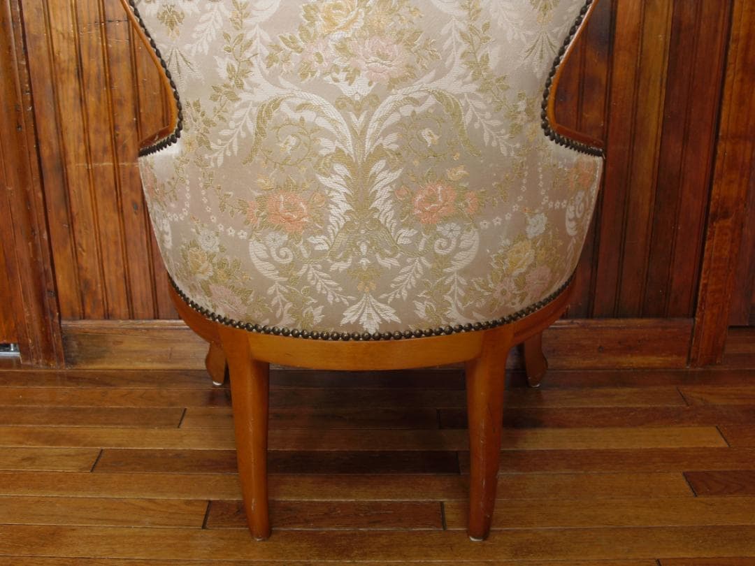 イタリア製☆ロココ様式☆スプーンバックチェア☆猫脚 鋲打ち 高級ジャガード織