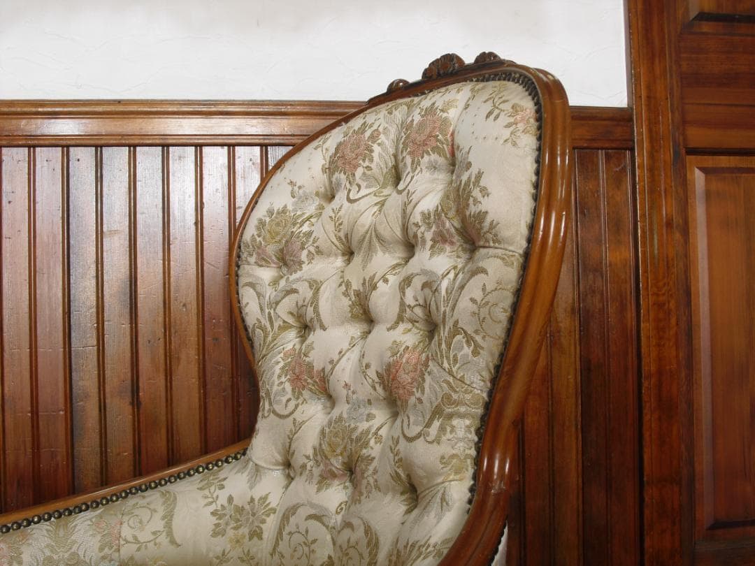 イタリア製☆ロココ様式☆スプーンバックチェア☆猫脚 鋲打ち 高級ジャガード織