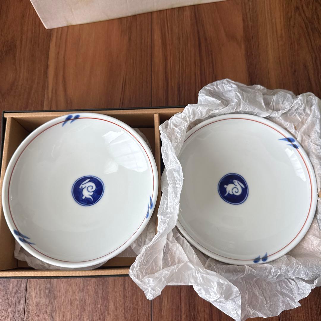 深川製磁　月見うさぎ　和皿揃　5枚