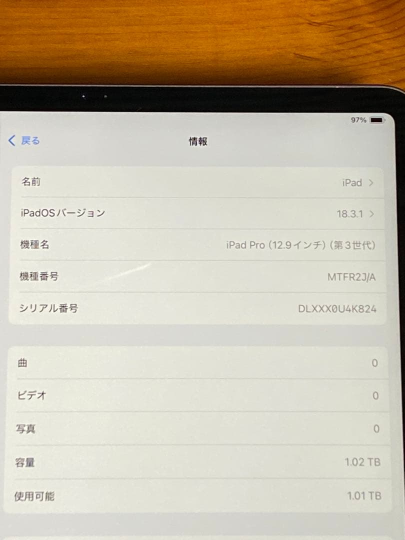 iPad Pro 12.9インチ 第3世代 スペースグレー 1TB Wi-Fi